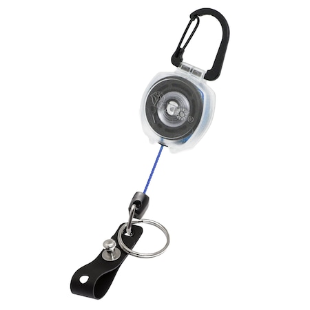 Key-Bak Sidekick Super Duty, Clear, 24 in. Blue Cord , Carabiner, Super Duty Strap/Split Ring 0KB12-5D214